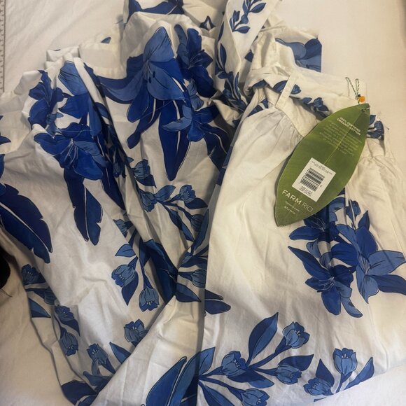 FARM RIO Gathered floral-print cotton-poplin Midi Skirt Medium NWT - Picture 4 of 8